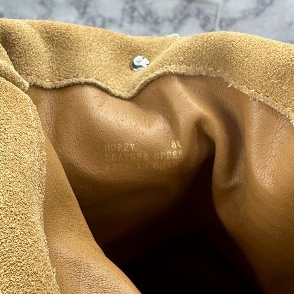 Obsession Rules Hopey Suede Tan Moccasin Fringe Boho Hidden Wedge Boots Women 8 - Picture 10 of 11